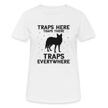Conception de coyote pour les réacteurs de coyote - T-shirt respirant Femme - blanc - Devant - AI Model Female 172 dark (172cm)