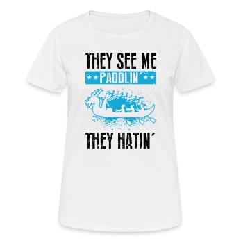 Drachenboot und Drachenboot Crew - Frauen T-Shirt atmungsaktiv - Weiß - Vorne - AI Model Female 172 dark (172cm)