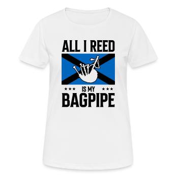 Dudelsack für Dudelsackspieler und Schotten - Frauen T-Shirt atmungsaktiv - Weiß - Vorne - AI Model Female 172 dark (172cm)