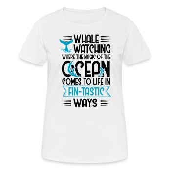 Orca Beobachtung für Buckelwale und Meerwale - Frauen T-Shirt atmungsaktiv - Weiß - Vorne - AI Model Female 172 dark (172cm)
