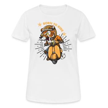 Geboren um zu reiten. Wildtiger. Vintage Moped Reiten. - Frauen T-Shirt atmungsaktiv - Weiß - Vorne - AI Model Female 172 dark (172cm)