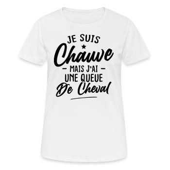 Je suis chauve mais j'ai une queue de cheval - T-shirt respirant Femme - blanc - Devant - AI Model Female 172 dark (172cm)