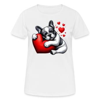 Cadeaux de la Saint-Valentin bouledogue français - T-shirt respirant Femme - blanc - Devant - AI Model Female 172 dark (172cm)
