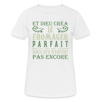 Fromager Cadeau Drôle Fromage Fromagerie - T-shirt respirant Femme - blanc - Devant - AI Model Female 172 dark (172cm)