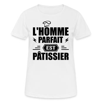 L'homme Parfait est Pâtissier Cadeau Pâtissier - T-shirt respirant Femme - blanc - Devant - AI Model Female 172 dark (172cm)