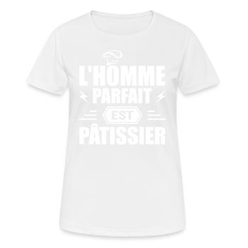 L'homme Parfait est Pâtissier Cadeau Pâtissier - T-shirt respirant Femme - blanc - Devant - AI Model Female 172 dark (172cm)