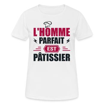 L'homme Parfait est Pâtissier Cadeau Pâtissier - T-shirt respirant Femme - blanc - Devant - AI Model Female 172 dark (172cm)