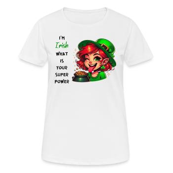 Je suis irlandais, quel est votre superpouvoir ? - T-shirt respirant Femme - blanc - Devant - AI Model Female 172 dark (172cm)