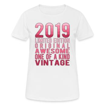 Edition limitée depuis 2019 Anniversaire Millésime 2019 - T-shirt respirant Femme - blanc - Devant - AI Model Female 172 dark (172cm)