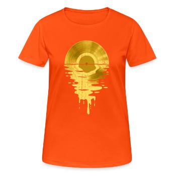 Música fresca vinilo retro vintage bling - T-shirt respirant Femme - orange néon - Devant - AI Model Female 172 dark (172cm)