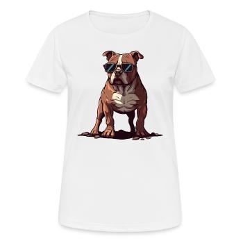 Pitbull Wearing Sunglasses - Women's Breathable T-Shirt - white - Front - AI Model Female 172 dark (172cm)