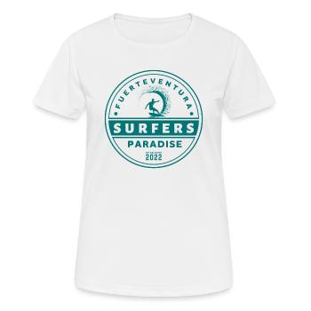 Fuerteventura - Surfers Paradise - Frauen T-Shirt atmungsaktiv - Weiß - Vorne - AI Model Female 172 dark (172cm)