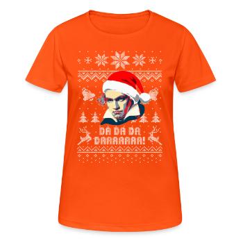 Da Da Da Daaaaaaa Ludwig Van Beethoven Weihnachten - Frauen T-Shirt atmungsaktiv - Neonorange - Vorne - AI Model Female 172 dark (172cm)