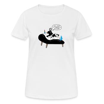 Le thérapeute Licorne ne croit pas en elle-même. - T-shirt respirant Femme - blanc - Devant - AI Model Female 172 dark (172cm)