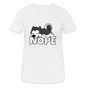 Husky chien paresseux Cadeau Drôle Doux Nope - T-shirt respirant Femme - blanc - Devant - AI Model Female 172 dark (172cm)