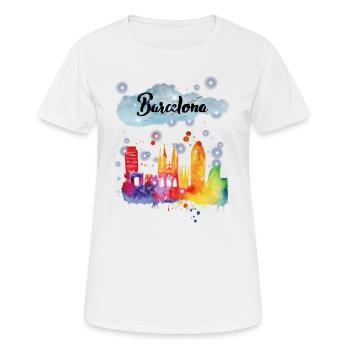 Barcelona City, Barcelona. Stadt Barcelona - Frauen T-Shirt atmungsaktiv - Weiß - Vorne - AI Model Female 172 dark (172cm)