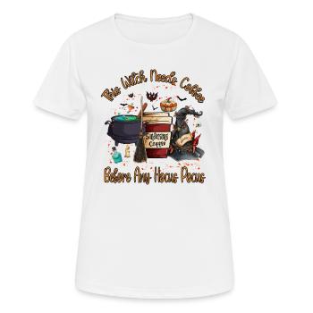 Diese Hexe braucht Kaffee, Halloween, Halloween Deko - Frauen T-Shirt atmungsaktiv - Weiß - Vorne - AI Model Female 172 dark (172cm)