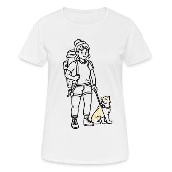 Femme faisant de la randonnée avec son chien - T-shirt respirant Femme - blanc - Devant - AI Model Female 172 dark (172cm)