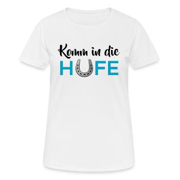 Komm in die Hufe - Frauen T-Shirt atmungsaktiv - Weiß - Vorne - AI Model Female 172 dark (172cm)