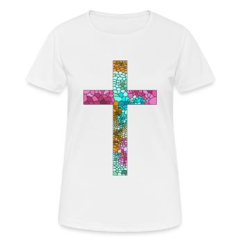 Kreuz Jesus Gott Religion Kirche Papst Vatikan - Frauen T-Shirt atmungsaktiv - Weiß - Vorne - AI Model Female 172 dark (172cm)