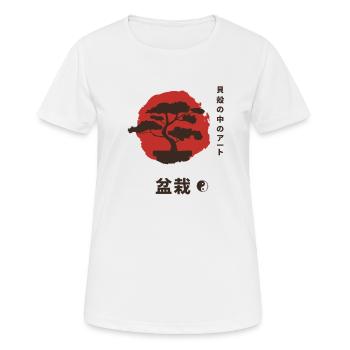 Bonsai arbre Yin et Yang symbole Japon méditation - T-shirt respirant Femme - blanc - Devant - AI Model Female 172 dark (172cm)