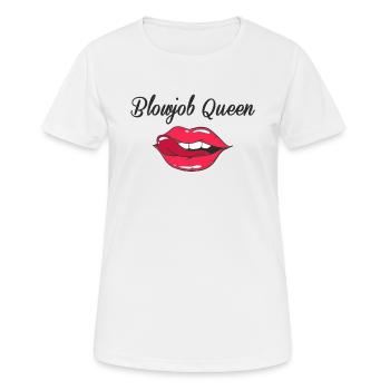 Blowjob Queen Frauen Domina Cumslut Erotik - Frauen T-Shirt atmungsaktiv - Weiß - Vorne - AI Model Female 172 dark (172cm)