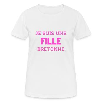 t shirt fille bretonne humour bretagne femme - T-shirt respirant Femme - blanc - Devant - AI Model Female 172 dark (172cm)