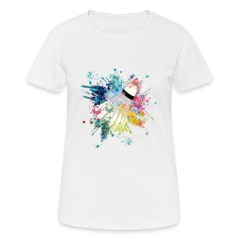 Wasserfabe Farbexplosion Splash Design Federball - Frauen T-Shirt atmungsaktiv - Weiß - Vorne - AI Model Female 172 dark (172cm)
