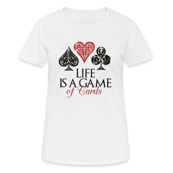 Das Leben ist ein Kartenspiel - Frauen T-Shirt atmungsaktiv - Weiß - Vorne - AI Model Female 172 dark (172cm)