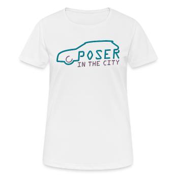 Poser in theCity - Frauen T-Shirt atmungsaktiv - Weiß - Vorne - AI Model Female 172 dark (172cm)