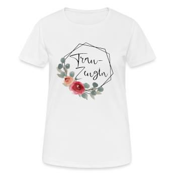 Trauzeugin - Hexagon Vintage Blumen - Frauen T-Shirt atmungsaktiv - Weiß - Vorne - AI Model Female 172 dark (172cm)
