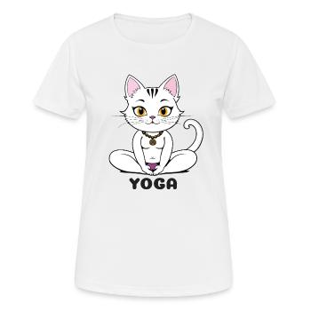 Yoga Cat, pour les amoureux des chats et les amateurs de yoga - T-shirt respirant Femme - blanc - Devant - AI Model Female 172 dark (172cm)
