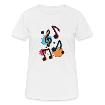 Noten | Von Clare - Frauen T-Shirt atmungsaktiv - Weiß - Vorne - AI Model Female 172 dark (172cm)