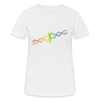 DNA Helix Rainbow Genetics Golf Colorful - Women's Breathable T-Shirt - white - Front - AI Model Female 172 dark (172cm)