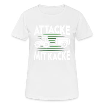 Attaque avec des excréments Drôle de fermier et d’agriculteur disant - T-shirt respirant Femme - blanc - Devant - AI Model Female 172 dark (172cm)