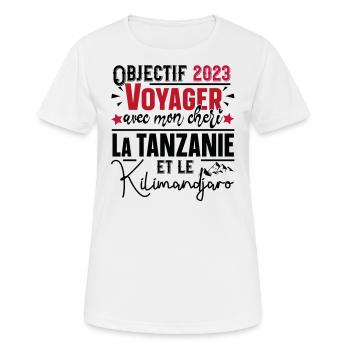 Tanzanie Kilimandjaro Femme Cadeau Couple Girl - T-shirt respirant Femme - blanc - Devant - AI Model Female 172 dark (172cm)