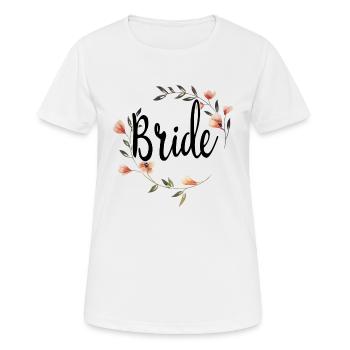 Mariée à être mariée couronne de fleurs fleurs fiançailles JGA - T-shirt respirant Femme - blanc - Devant - AI Model Female 172 dark (172cm)
