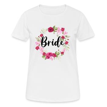 Mariée à être mariée couronne de fleurs fleurs fiançailles JGA - T-shirt respirant Femme - blanc - Devant - AI Model Female 172 dark (172cm)