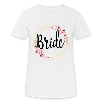 Mariée à être mariée couronne de fleurs fleurs fiançailles JGA - T-shirt respirant Femme - blanc - Devant - AI Model Female 172 dark (172cm)