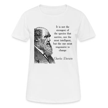 Zitieren Darwin Biologie Evolutionstheorie - Frauen T-Shirt atmungsaktiv - Weiß - Vorne - AI Model Female 172 dark (172cm)