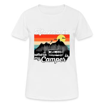 Home is where my camper is - Vintage Sunset - Women's Breathable T-Shirt - white - Front - AI Model Female 172 dark (172cm)