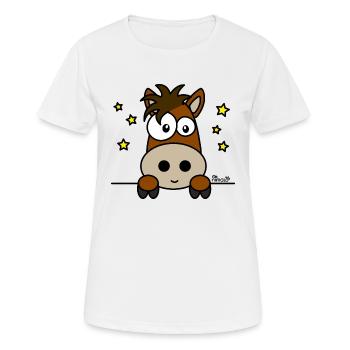Poney, Pony Club, Sport, Équitation - T-shirt respirant Femme - blanc - Devant - AI Model Female 172 dark (172cm)