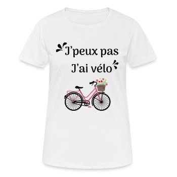 J’peux pas j’ai vélo - T-shirt respirant Femme - blanc - Devant - AI Model Female 172 dark (172cm)