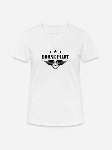 Drone Pilot - Drohnenpilot Emblem Abzeichen - Frauen T-Shirt atmungsaktiv - Weiß