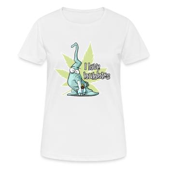 Bong Blubber Weed Alien - I love bubbles - Frauen T-Shirt atmungsaktiv - Weiß - Vorne - AI Model Female 172 dark (172cm)