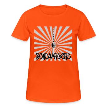 Stuttgart Fernsehturm - Frauen T-Shirt atmungsaktiv - Neonorange - Vorne - AI Model Female 172 dark (172cm)
