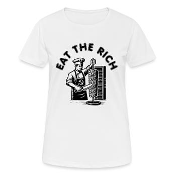 Eat the rich - Frauen T-Shirt atmungsaktiv - Weiß - Vorne - AI Model Female 172 dark (172cm)