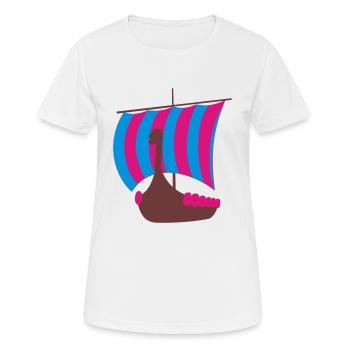 wikingerschiff - Frauen T-Shirt atmungsaktiv - Weiß - Vorne - AI Model Female 172 dark (172cm)