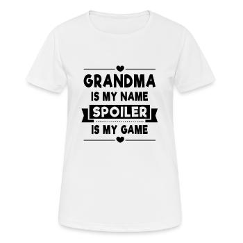 Grandma is my name Spoiler is my Game - Frauen T-Shirt atmungsaktiv - Weiß - Vorne - AI Model Female 172 dark (172cm)