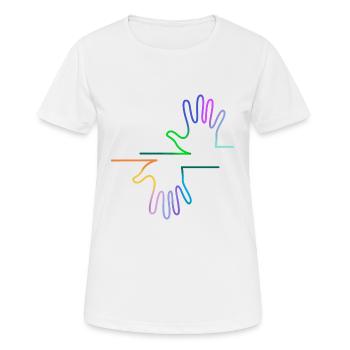 bunte Hände - Frauen T-Shirt atmungsaktiv - Weiß - Vorne - AI Model Female 172 dark (172cm)